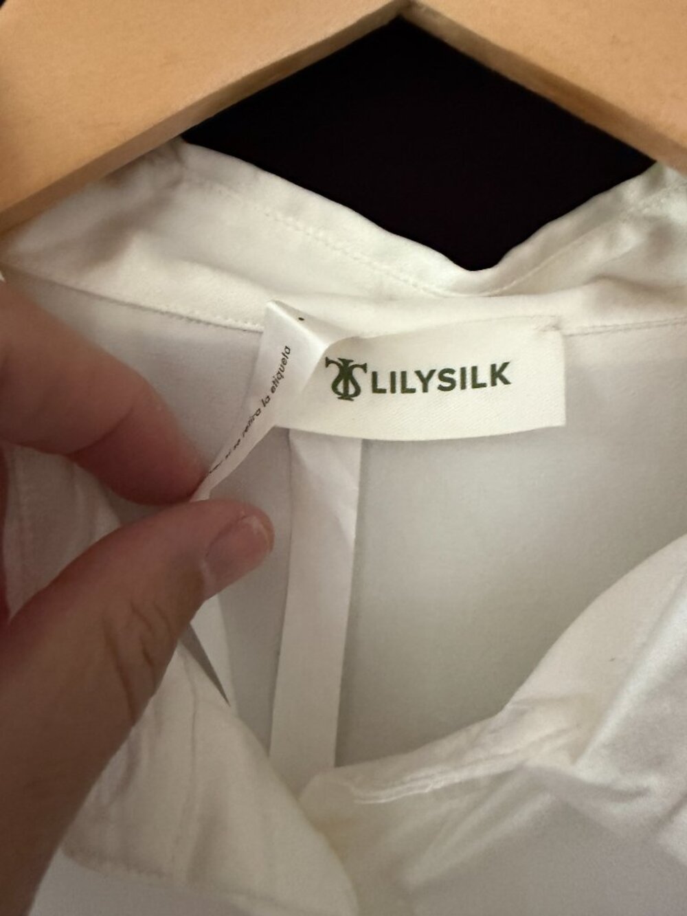 Lilysilk Ethereal Silk Shirt Natural White Satin Sheer Sleeve NWT M - Picture 5 of 8